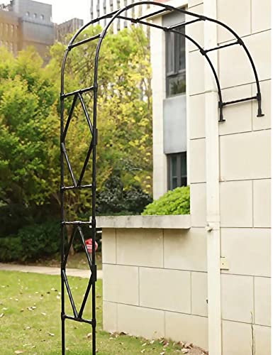 Stylish Metal Rose Arch for Outdoor Garden Decoration Half Garden Arch Perfect for Climbing Plants and Tree Support Black 120x240CM
