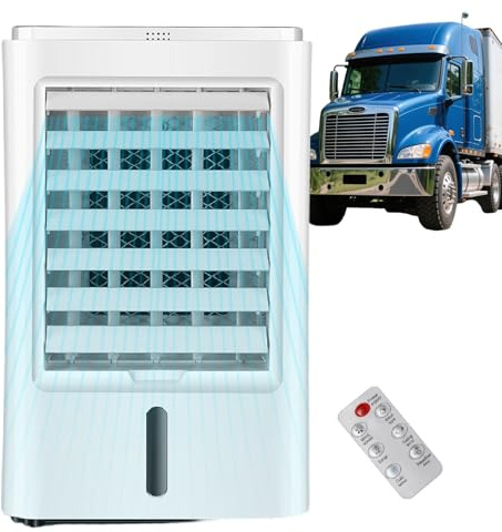 pedenencelia Mini Aire Acondicionado para Autocaravana, Ventilador Portátil, Enfriador De Aire Evaporativo con 3 Velocidades Y Temporizador De 1/2/4 Horas, Ventilador para Autocaravana,12v