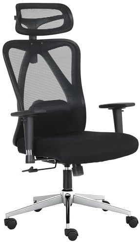 AUNEK Silla de Oficina Ergonómica con Reposacabezas, Reposabrazos 3D Ajustables, Respaldo en Malla, Soporte Lumbar, Inclinación 125°, Altura Regulable, Silla Escritorio Giratoria para Hogar y Oficina