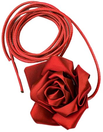 Wayfadacc Cinturón de cinta para la cintura, bonito adorno de flores de rosa, collar de cadena larga, faja ajustable para ocasiones formales