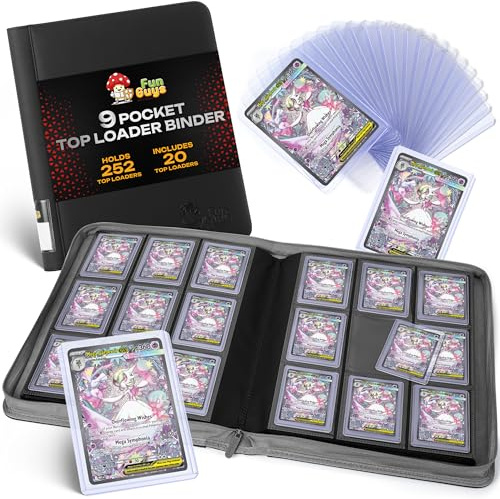 FunGuys Toploader Binder, Trading Card Binder Storage, 252 9 Pocket Top Loader Binder, Card Collection for Yugioh, MTG, TCG, Pokemon Card Folders