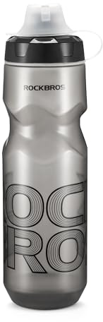 ROCKBROS Bike Water Bottle 24oz,Leak-Proof No-Spill Lid with Dust Cap,BPA-Free PP5 Plastic & TPE Spout,Squeeze Design for Cycling,Gym,Running,Hiking,Sports,Cool Grey