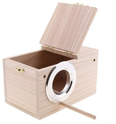 Loro de madera para refugio de anidación para uso en jardín al aire libre, adecuado para periquitos, pinzones y otros pájaros cantores pequeños (12 x 12 x 19,5 cm)