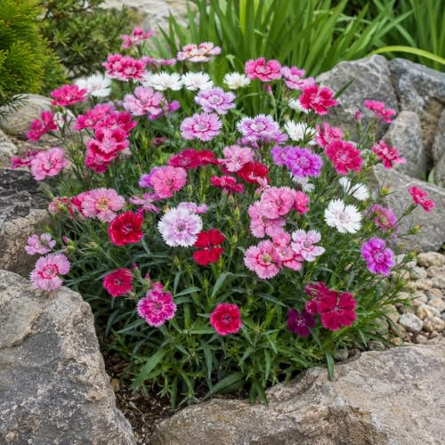 Semi Garofano Cinese miscuglio – Dianthus Chinensis – Fiori Colorati Ornamentali per Aiuole, Bordure e Vasi – Pianta Facile da Coltivare per Balcone, Giardino e Terrazzo 900 Semi