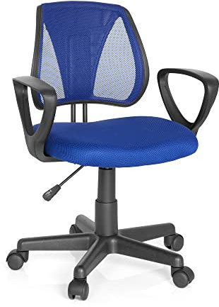 hjh OFFICE 725101 Kinder- und Jugenddrehstuhl KIDDY CD Netzstoff Dunkelblau höhenverstellbare Rückenlehne, Stuhl mit Armlehnen