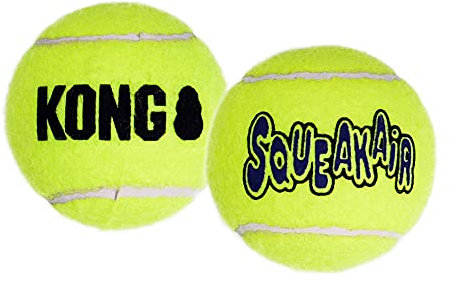 KONG Air Dog Squeakair Dog Toy Tennis Balls, Medium, (Pack of 3)