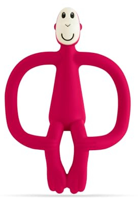 Matchstick Monkey, Original Teether & Gel Applicator, Antimicrobial Silicone Teething Toys for Baby, Easy to Grip, BPA Free, 3 Months Old+, 10.5 cm, Red Monkey