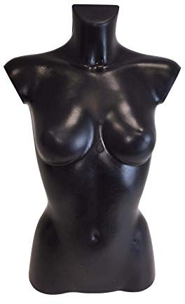 fella4stores Basic Damentorso 34/36, vollgeformt & bruchsicher, Modepuppe, Schaufensterfigur & Mannequin aus PE Kunststoff, selbststehend, ideal für Kleiderpräsentation & Dekoration, Schwarz