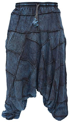 Gheri Hommes Poids Léger Coton Drop Crotch Ninja Aladin Génie Noir Travail de Patch Harem Un Pantalon Trousers