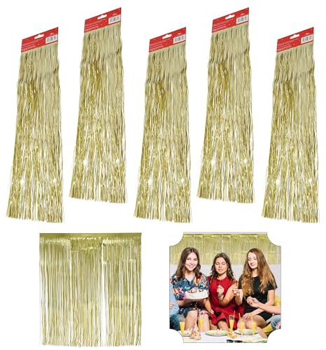 SRV Hub® - Confezione da 5 decorazioni natalizie, 50 cm, lametta decorativa per feste (lamina olografica dorata)