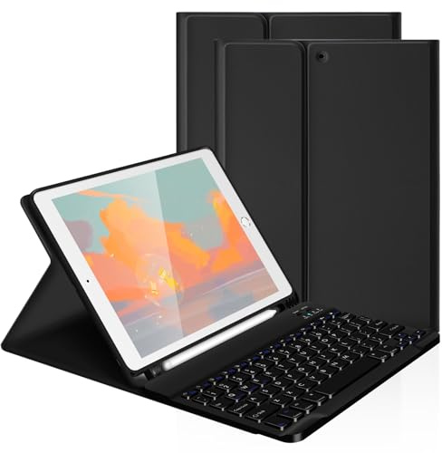 LAMA 9,7-tums iPad tangentbordsfodral, trådlöst tangentbordsfodral för 9,7-tums iPad Pro (2018 6:e generationen, 2017 5:e generationen, 2016 Pro, Air 2/1) avtagbara tangentbordsfodral och pennhållare