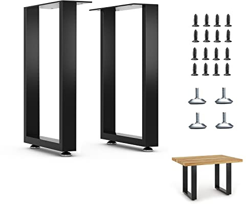Luffioner 16” Bench Legs,Metal Table Legs Heavy Duty Furniture Legs 16,Coffee Table Legs Side Table Legs,16”Height 11”Wide,Set of 2