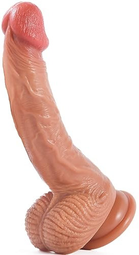 Dildo - Realistischer Flüssiges Silikon Dildo,Weichen Zwei Layer Silikon Dildos Penis Nachbildung mit Echten Venen und Prallen Hoden,Analdildo Sex Spielzeug für die Frau und Männer, 21 x 4cm