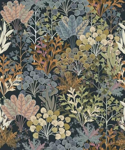 Bunte Blätter Tapete,44.5 * 300cm Abziehen und Kleben Tapete Tapete Blume Vinyl Selbstklebende Tapete für Schlafzimmerschränke und Küchendekoration