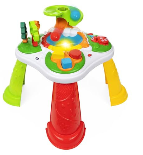Chicco Tisch des Waldes, Tisch mit manuellen und elektronischen Aktivitäten, Interaktives Lernspielzeug, mit Lichtern und Geräuschen, Formen und Krawatten, Kinderspiele, 12 Monate - 4 Jahre