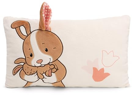NICI Kissen Hase Hopsala & sein Kleiner 43x25cm - braun - Flauschiges Kuschelkissen für Kinder und Erwachsene, ideal für Zuhause, Kindergarten oder unterwegs - 61641