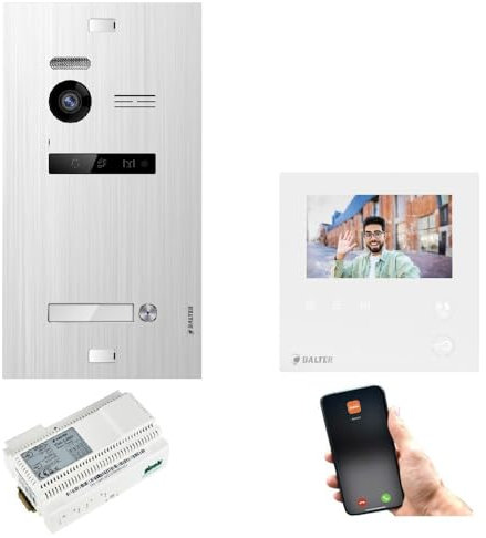 Balter EVO HD Video Türsprechanlage 1 Teilnehmer Silber 1x Mini HD Monitor WiFi 2-Draht BUS Komplettsystem