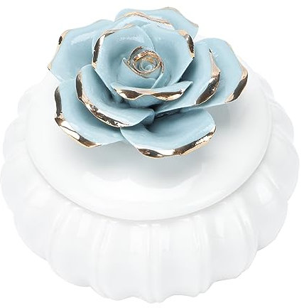 WRITWAA Boîte De Rangement Céramique Scellée Rose Nordique Boîte Décorative Avec Couvercle Pour Bijoux Et Bibelots Artisanat Peint Main