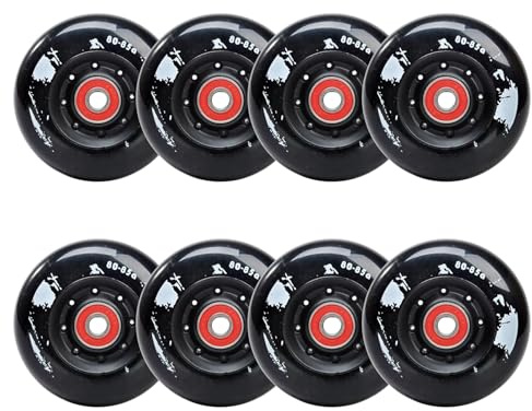 JCCHT Ruedas de Patines en línea 85A con rodamiento ABEC-7 de 72 mm, 76 mm y 80 mm para Hockey sobre Patines. Ruedas de Repuesto para Patinaje.,Negro,80mm