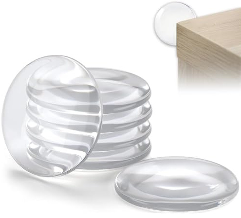 6Pcs Silicone Transparent Round Door Handle Stopper and Wall Protector, Self Adhesive Rubber Door Stop Bumper Pads for Walls, Fridge, Cabinets