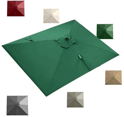 KPEGAXS Tessuto di Ricambio per Ombrellone Quadrato 3x3m 3x4m 8 Stecche Telo di Ricambio per Ombrellone Giardino A Sbalzo Baldacchino Impermeabile UV50+(Green,3x4m (10x13ft))