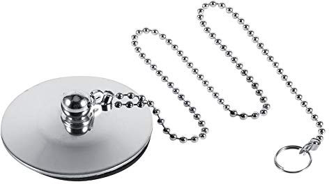 Tapón para bañera, 1 Paquete, Fregadero de Cocina Cromado, tapón de desagüe para bañera, tapón de desagüe de Metal Completo con Cadena