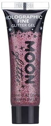 Holographic Fine Face & Body Glitter Gel by Moon Glitter - Pink - Cosmetic Festival Glitter Face Paint for Face, Body, Hair, Nails - 12ml