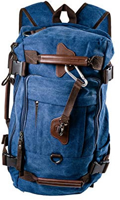 CCcollections Tasche Rucksack Bowling Military Bag Schultasche Messenger Bag 2-4 Way für Unisex (Camping4 NBlue)
