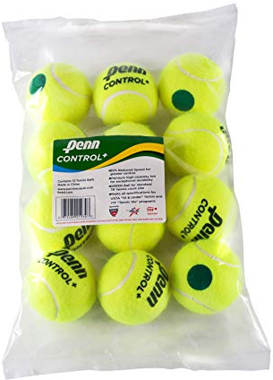 Penn Control Plus Tennis Balls - Youth Felt Green Dot Tennis Balls for Beginners - 12 Ball Polybag