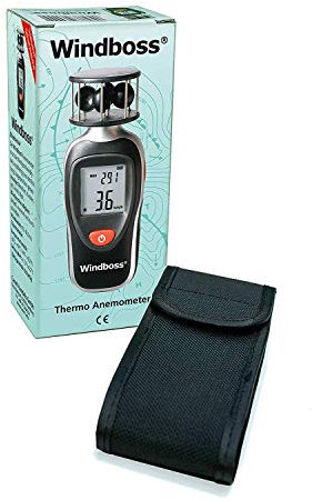 Canel Thermomètre anémomètre et de température pour navigateurs, surf, sports nautiques - Thermomètre anémomètre - Éolienne - Filetage trépied - Sac de protection - Noir