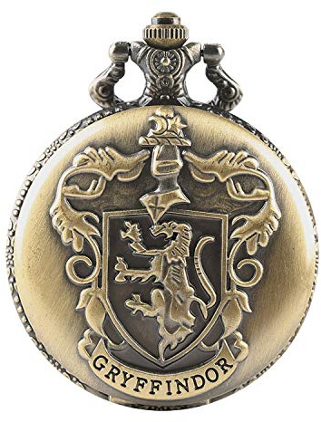 Reloj de Bolsillo de Bronce Con Núcleo de Cuarzo, Tema Tallado de Gryffindor, Esfera Blanca Romana Para Hombre y Niños