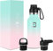 Insulated Water Bottle with Spout Lid Narrow - 470ml (3 Lids) - Cold 24hrs & Hot 12hrs Drinks - Double-Walled Stainless Steel Metal Leakproof Travel Sports Gym Camping & Hiking Hydration Flask
