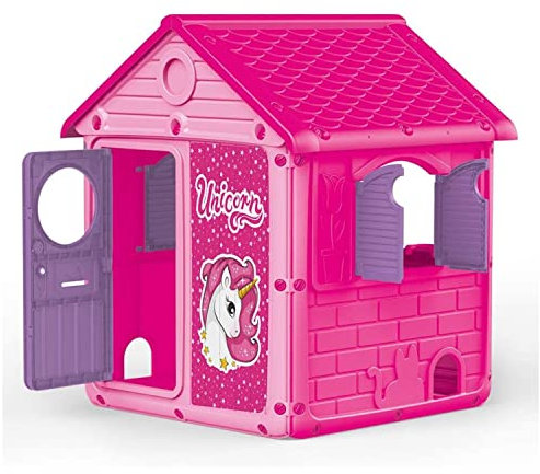 Dolu Playhouse Pink And Bright Pink With Unicorn Details For Children From 2 Years Garden Toy For Kids Garden Toys Playhouse Kids Outdoor Indoor Plastic House