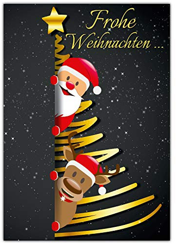 A4 XXL Weihnachtskarte SANTA & RENTIER mit Umschlag - edle Klappkarte für liebe Kollegen Freunde Verwandte - Frohe Weihnachten Karte von BREITENWERK