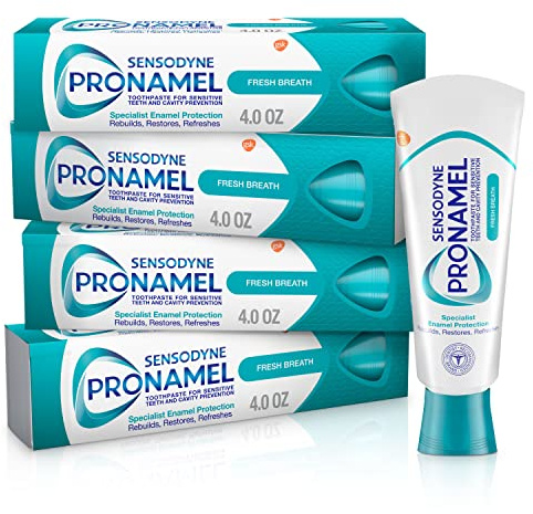 Sensodyne Pronamel Fresh Breath Enamel Toothpaste for Sensitive Teeth and Cavity Protection, Fresh Wave - 4 oz (4 Pack)