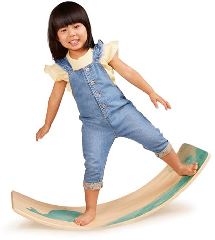 B. spaces – Balance Board Kinder – Montessori-inspiriertes Design – Abnehmbares Kissen – Wackelbrett zum Balancieren – Wobble Board ab 3 Jahren – Holzspielzeug Wippe
