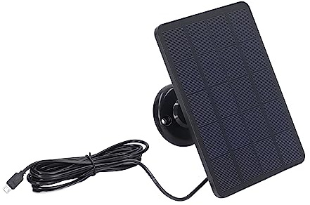 Pannello Solare Caricabatterie Impermeabile 10 W Fotocamera Micro USB Ricarica Pannello Solare con Montaggio Regolabile a 360 ° (Nero)
