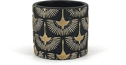 Vimin Box Elegante Vasetto in Terracotta con Fenici Dorate | NERO e ORO | Diametro 11 cm, Altezza 10 cm | Vaso Decorativo per Piante Grasse, Fiori e Bonsai Miniature | Vaso da Interno Moderno