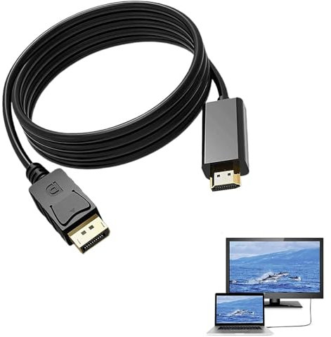 Cerioll Adattatore da Displayport a HDMI, Cavo da DisplayPort a HDMI, Cavo DisplayPort a HDMI 4K, Adattatore Displayport a HDMI, Cavo DisplayPort a HDMI 1.8M, DP (Display Port) maschio a HDMI Femmina