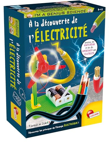 Lisciani - I'm A Genius - À la Découverte de l'Électricité pour Enfants dès 8 Ans - Kit Expériences Scientifiques - Créez Un Ventilateur - Expérimentez l'Électricité Statique -Fabriqué en Italie
