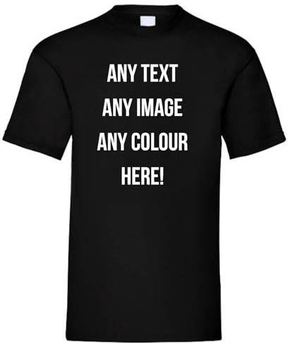 Style It Up Personalised Adults Unisex Printed Cotton T-Shirt Mens Womens Any Text Any Photo (Black, L)