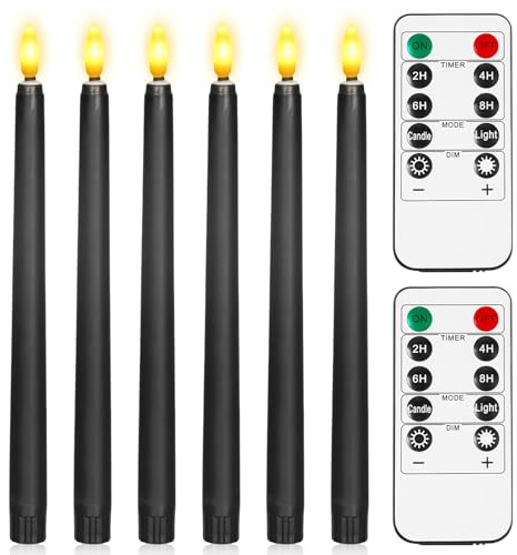 BYZESTY 6 Pièces Bougies LED Sans Flamme, Bougies À LED, Bougies Vacillantes Sans Flamme Avec 2 Télécommande, Alimentées Par Batterie, Pour Noël, Party (2.1 X 28cm)