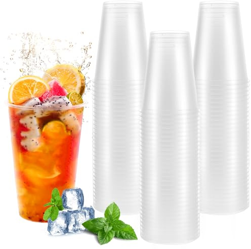 MUXHEL 100 stycken plastmuggar, 400 ml hårdplastmuggar, 0,4 l plastmuggar, återanvändbara, dryckeskoppar, cocktailmuggar, festmuggar, för dryckesfester