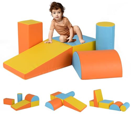 RELAX4LIFE Set da Gioco con Blocchi in Schiuma per Arrampicarsi e Gattonare, Giocattoli Educativi per Bimbi con Colori Vivaci e Forme Diverse, per Soggiorno, Cameretta e Asilo Nido (Colorato 6)