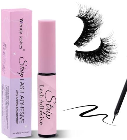 Colle Faux Cils pour Extensions de Professionnelle Noir Séchage Rapide,Adhésif Pour Bandes de Cils Tenue Longue Durée pour Les Brosse de Précision,5ml