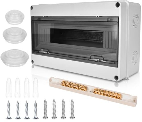 Coffret Electrique Etanche Exterieur Boîtier: Boîte Etanche Electrique Exterieur IP65, Tableau Electrique 1 Rangée, Boîtier Electrique Etanche, Coffret Electrique 18 Modules Pour Disjoncteur Mural