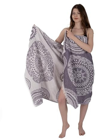 OZDESIGN Jacquard Turkish Peshtemal Towel – 100% Cotton, 95x175 cm, Lightweight & Quick Dry Hammam Towel, Woven on Automatic Looms – Eco-Friendly & Beach or Bath Towel (Purple, Standart, No, No)