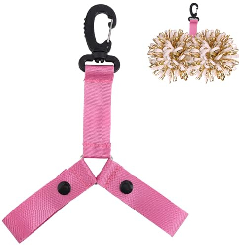 Sinbana 2pcs Pink Pom Pom Holder for Cheerleaders, Cheerleading Backpack Accessory with Snap Button for Team Tags Cheer Bag Essentials Equipment