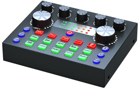 Tarjeta de sonido de transmisión en V8,Mezclador de podcasts de 7 modos - Con mezclador de tarjeta de sonido de 7 modos para grabar PC Phone Podcasts Studio Voice Chat