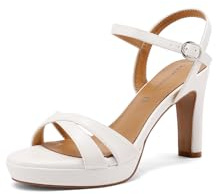 QUEEN HELENA ZM11020 - Sandalias de tacón alto para mujer con correa, Color blanco., 39 EU